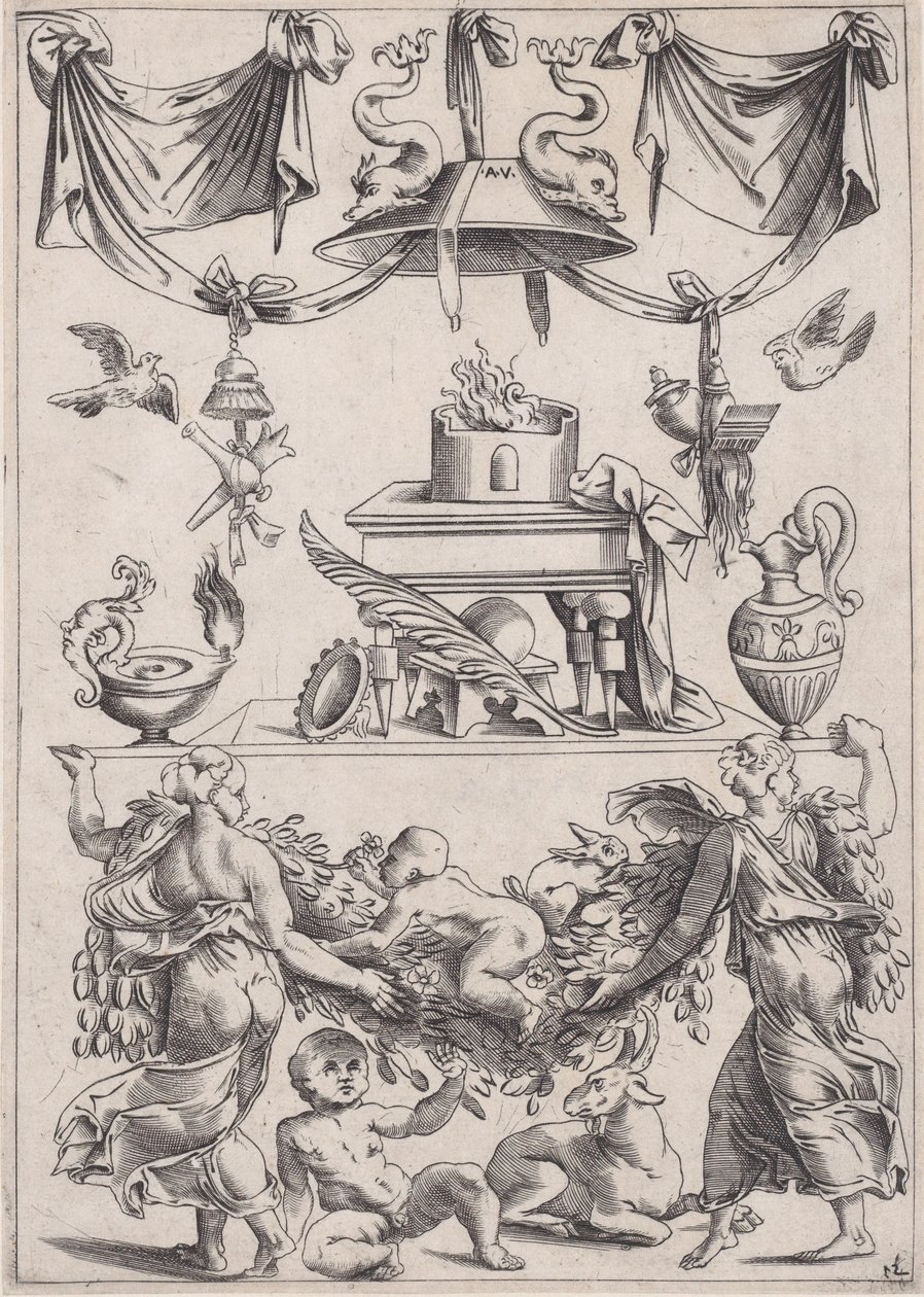 Prydnadspanel, ca. 1514-36. av Agostino Veneziano