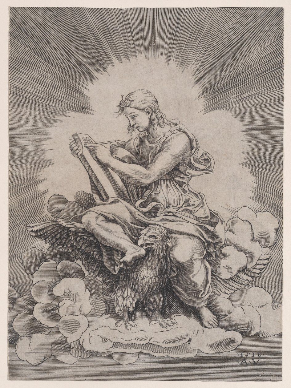 Sankt Johannes, daterad 1518. av Agostino Veneziano