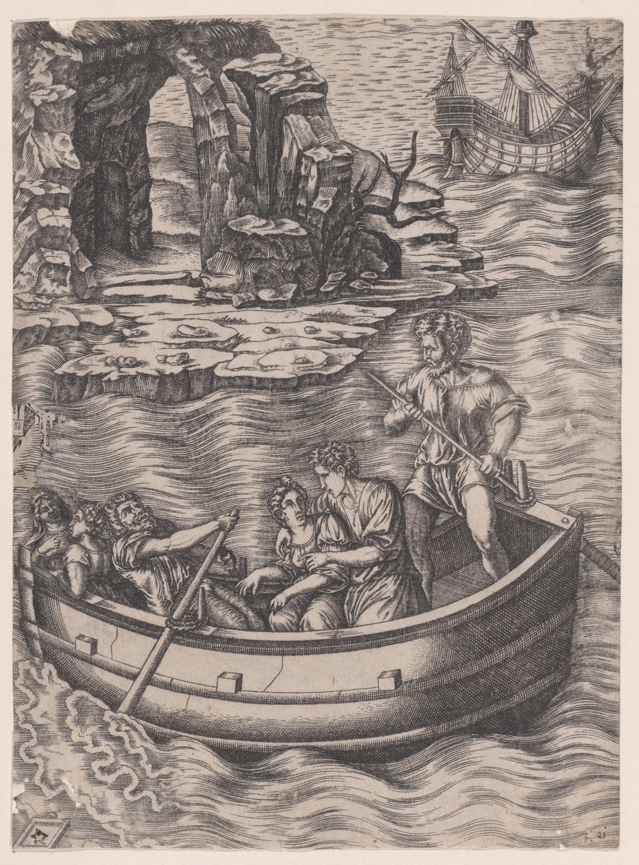 Barken, ca. 1514-36. av Agostino Veneziano