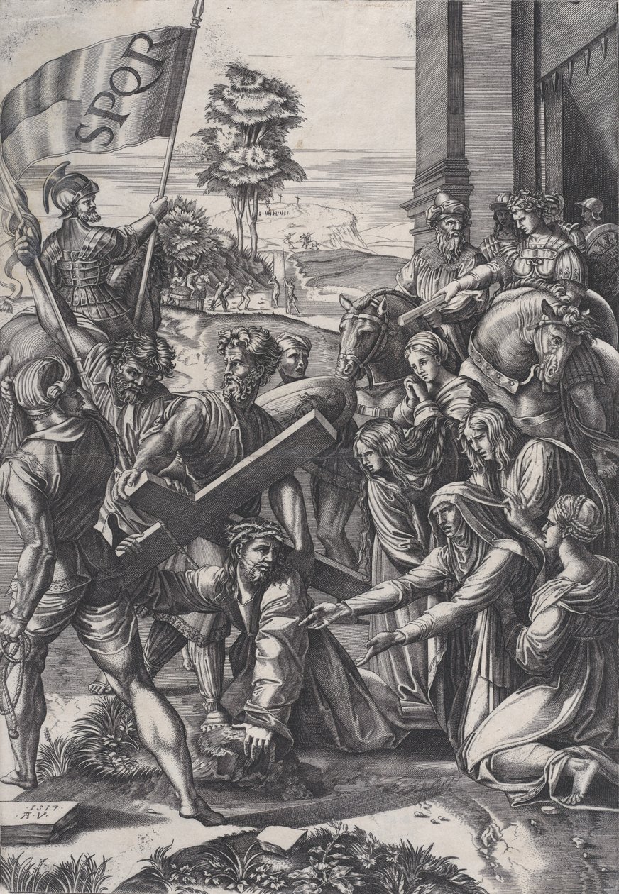 Korsets bärande, 1517. av Agostino Veneziano