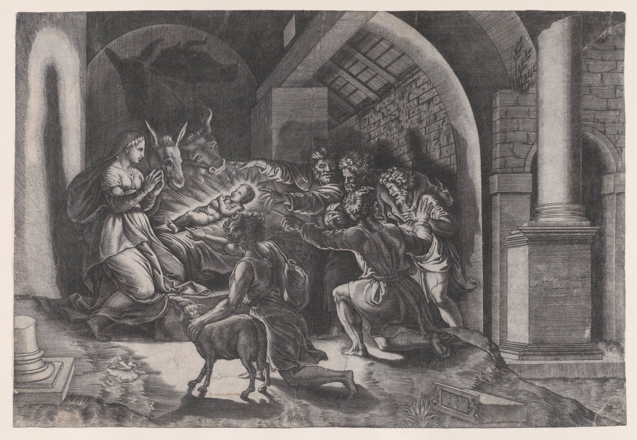Födelsekyrkan, daterad 1531. av Agostino Veneziano