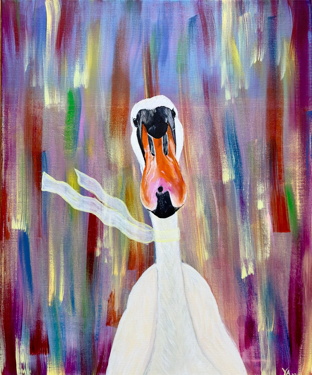 Fancy Swan Monroe, 2023 (akryl på duk) av Akturk Yasemin