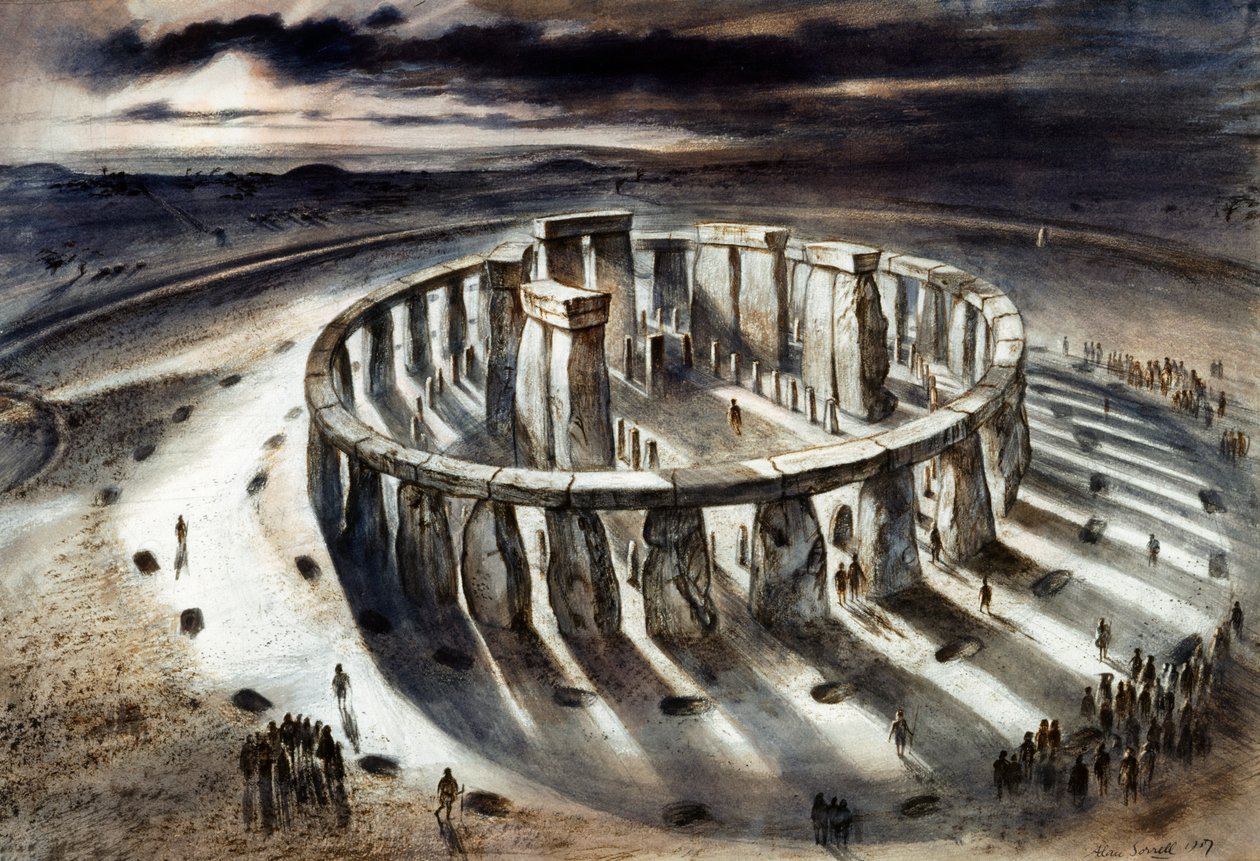 Stonehenge 1000 f.Kr., c1960-talet av Alan Ernest Sorrell
