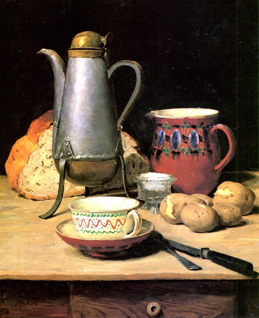 Stilleben, Kaffee und Kartoffeln av Albert Anker