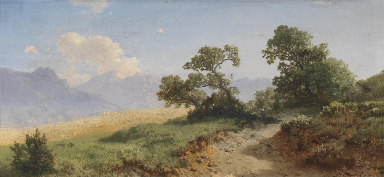 Landskap med figurativ personal av Albert August Zimmermann