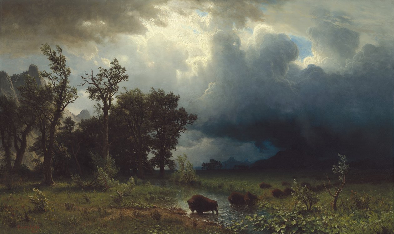 Buffalo Trail: The Impening Storm, 1869 av Albert Bierstadt