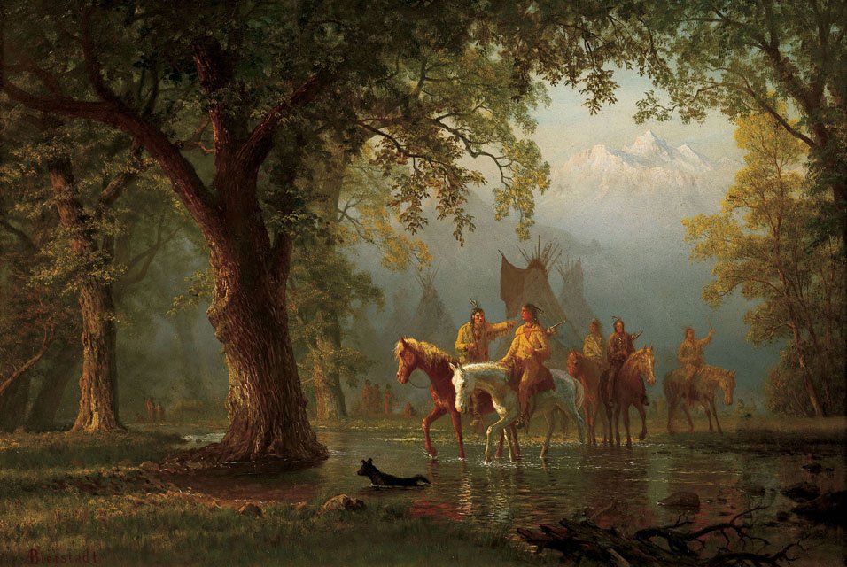 Departure of an Indian War Party av Albert Bierstadt