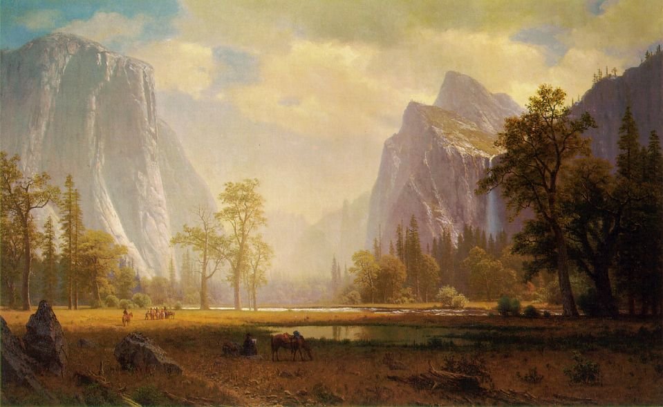 Looking up Yosemite Valley av Albert Bierstadt