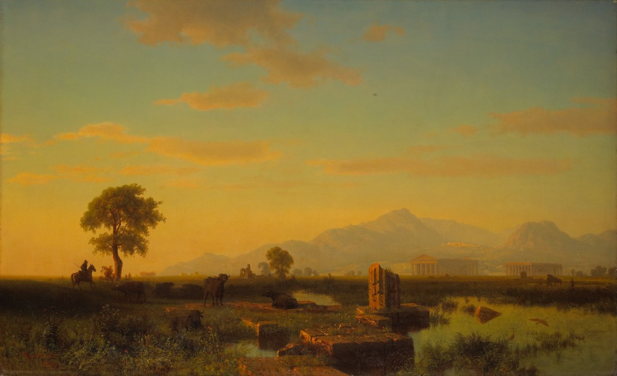 Ruinerna av Paestum, 1858 av Albert Bierstadt