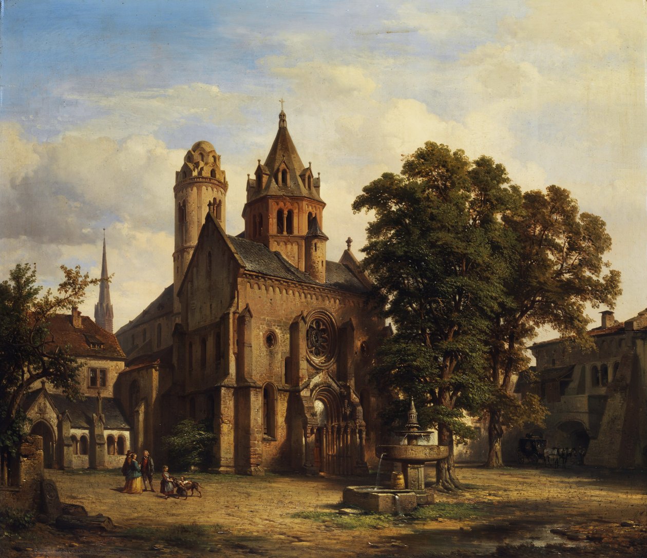 Blick auf eine romanische Kirche. av Albert Emil Kirchner