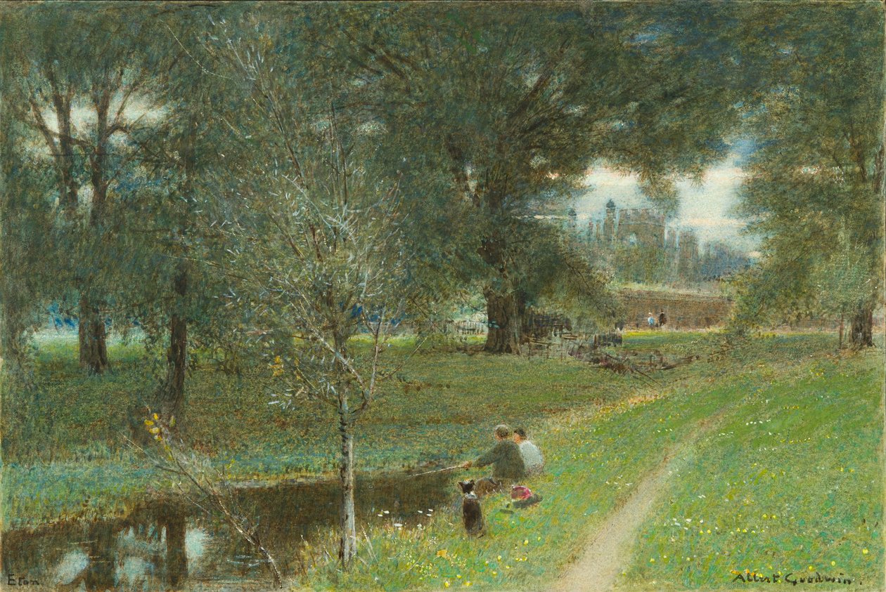 Eton, 1907 (wc och bodycolour på papper) av Albert Goodwin