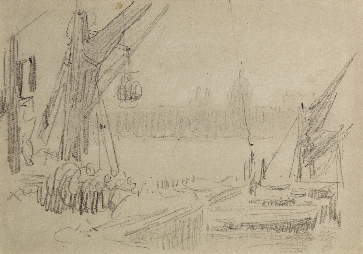 På Themsen, ca 1890 av Albert Goodwin