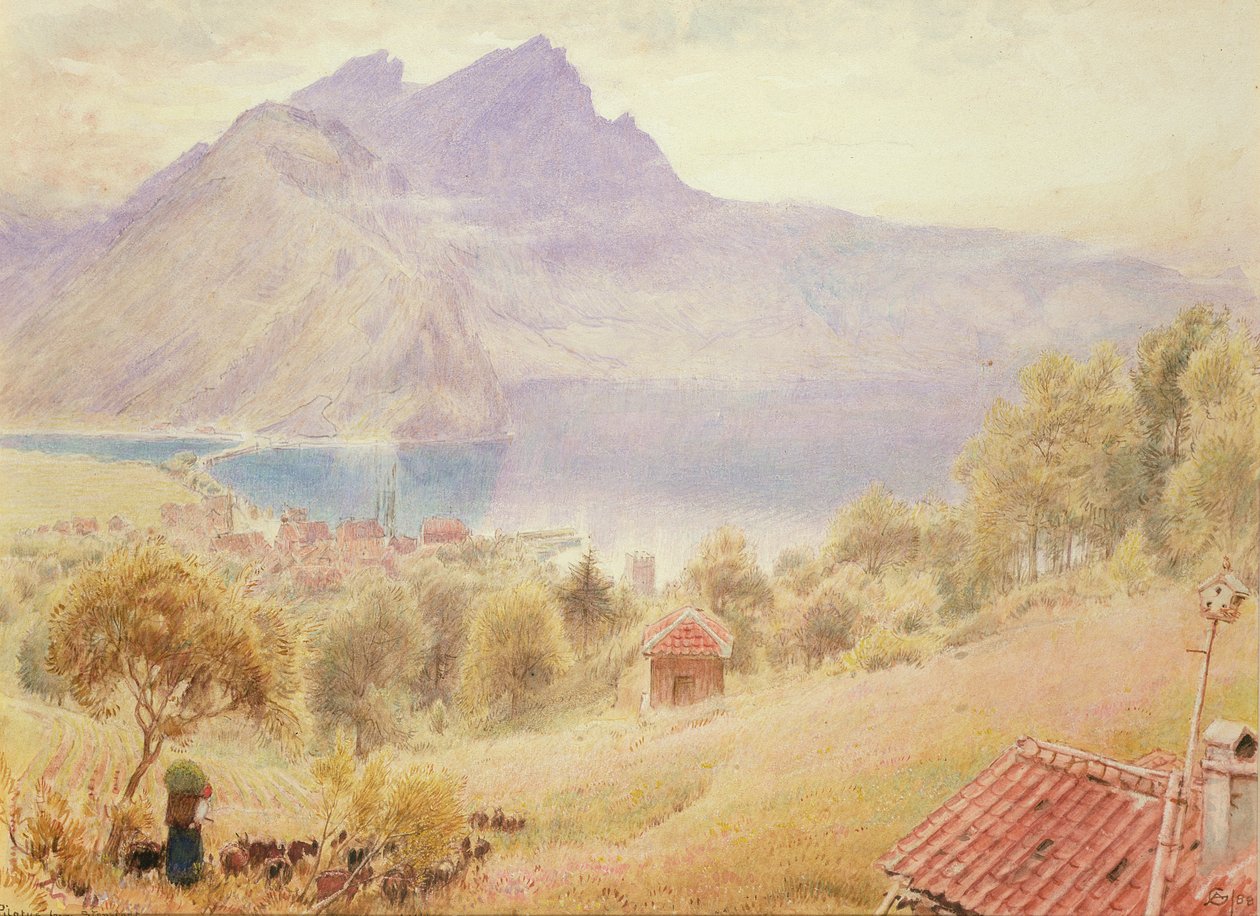 Pilatus från Stanstadt, Schweiz av Albert Goodwin