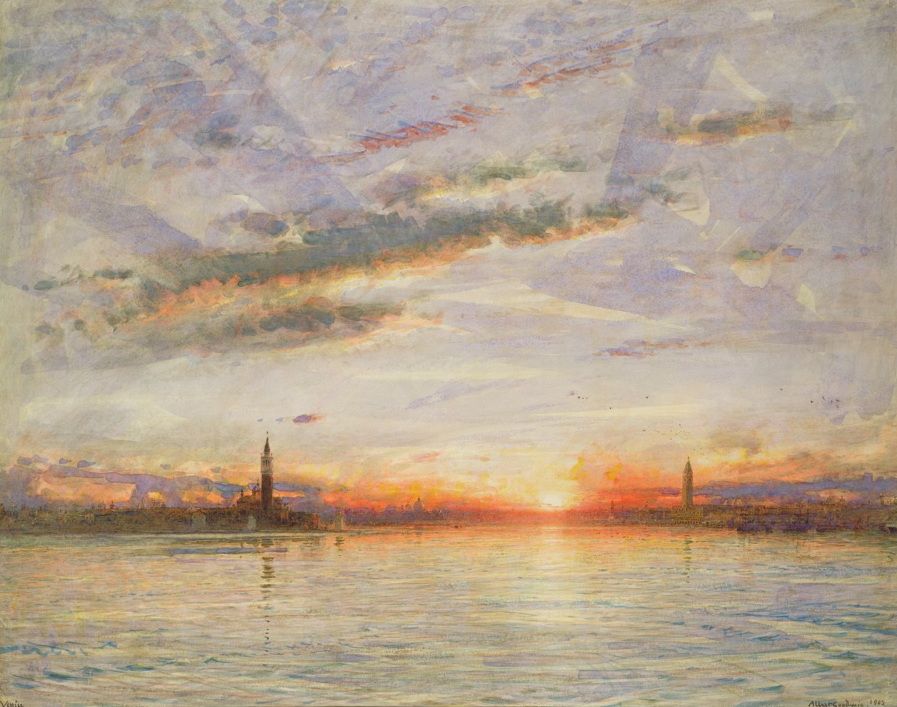 Solnedgång, Venedig, 1902 av Albert Goodwin