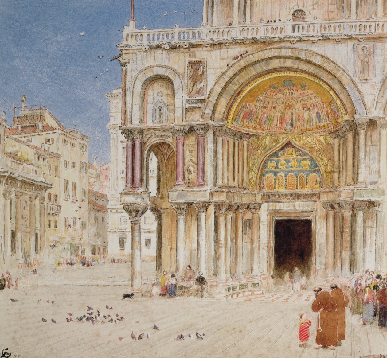The Northwest Corner of St Marks (penna och bläck med wc och krita på papper) av Albert Goodwin