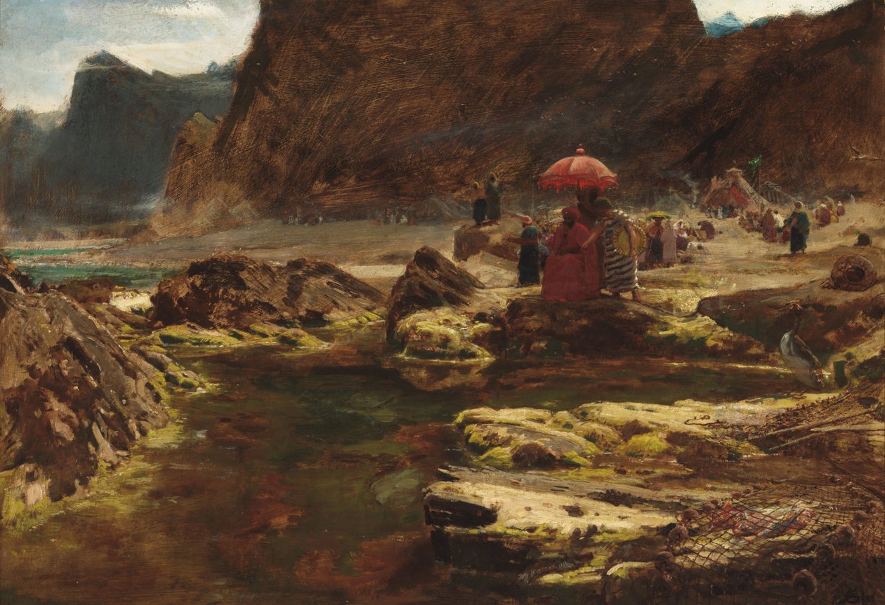 Sultanen och hans läger vid den förtrollade sjön av Albert Goodwin