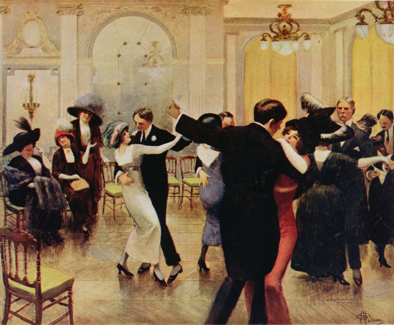 Doing the Tango, publicerad i Femina, 1913 av Albert Guillaume