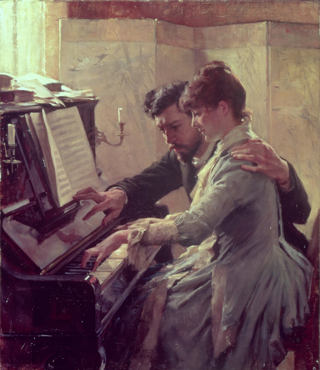 Vid pianot av Albert Gustaf Aristides Edelfelt