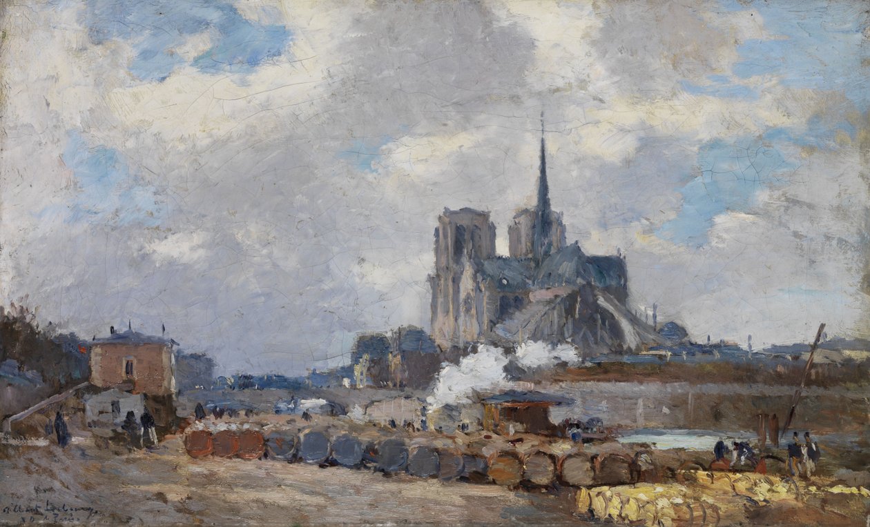 Notre Dame de Paris, vue du Quai de la Tournelle av Albert Charles Lebourg