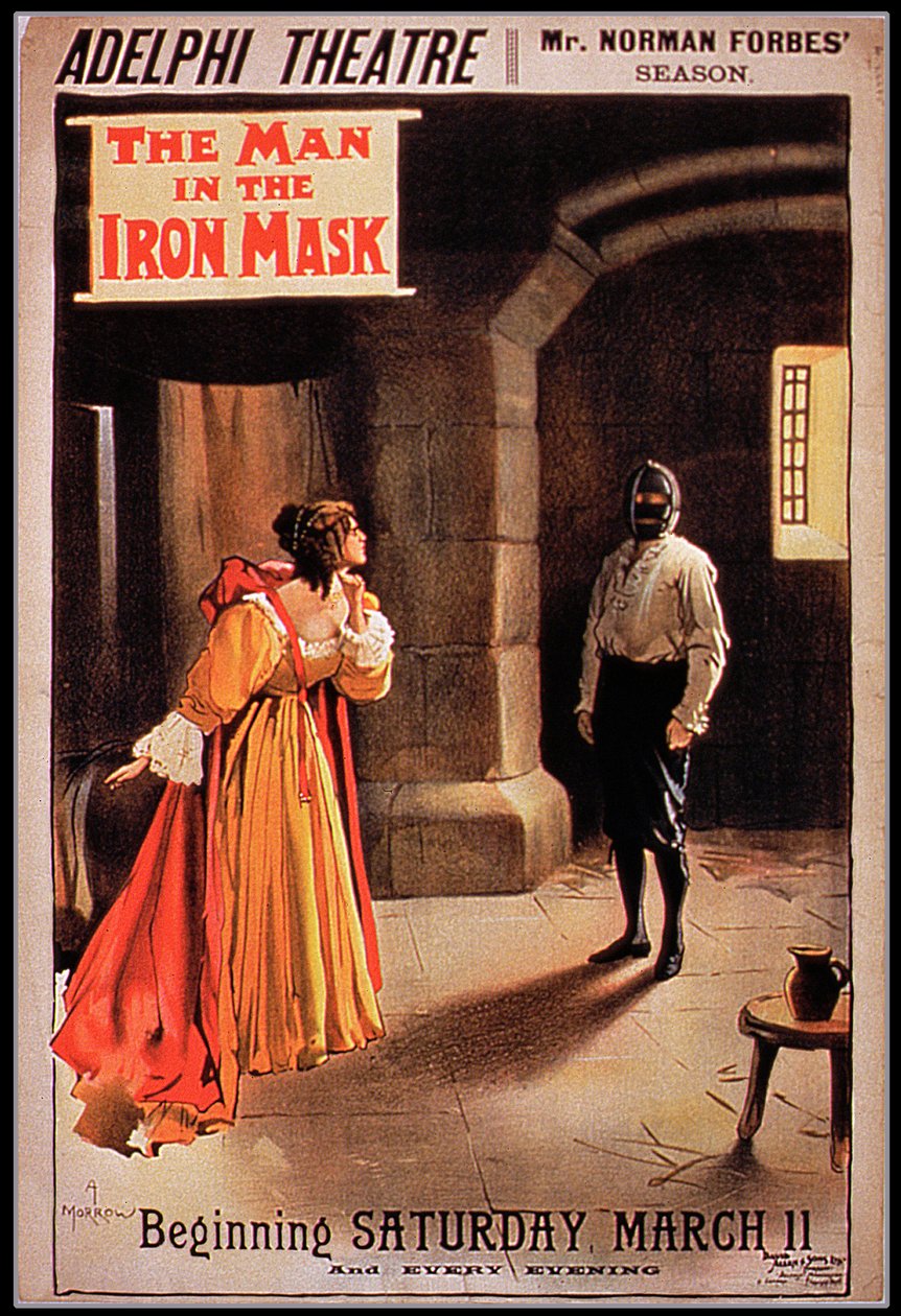 Affisch "Mannen med järnmasken" på Adelphi Theatre, London av Albert Morrow