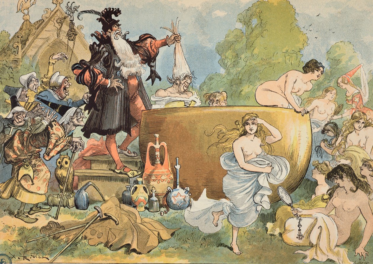 "La Fut säger till Pantagruel att han gör om de gamla", 1902 av Albert Robida
