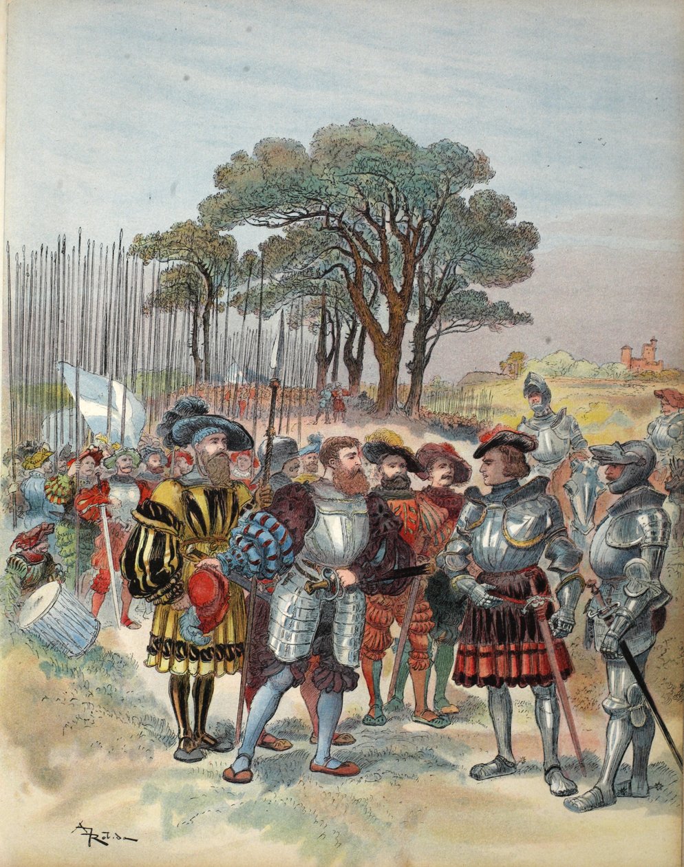 Schweizarna kräver sin lön på Bicocca, illustration från 