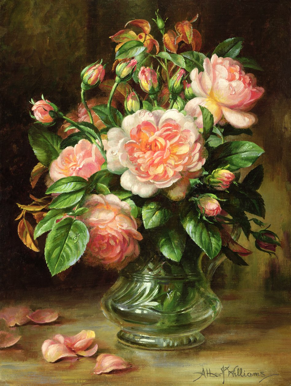 English Elegance Roses in a Glass (rosor i ett glas) av Albert Williams