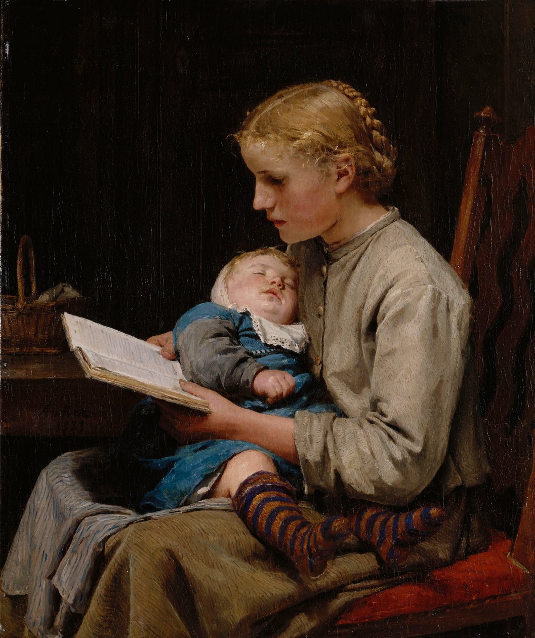 Rose och Bertha Gugger, 1883 av Albert Anker