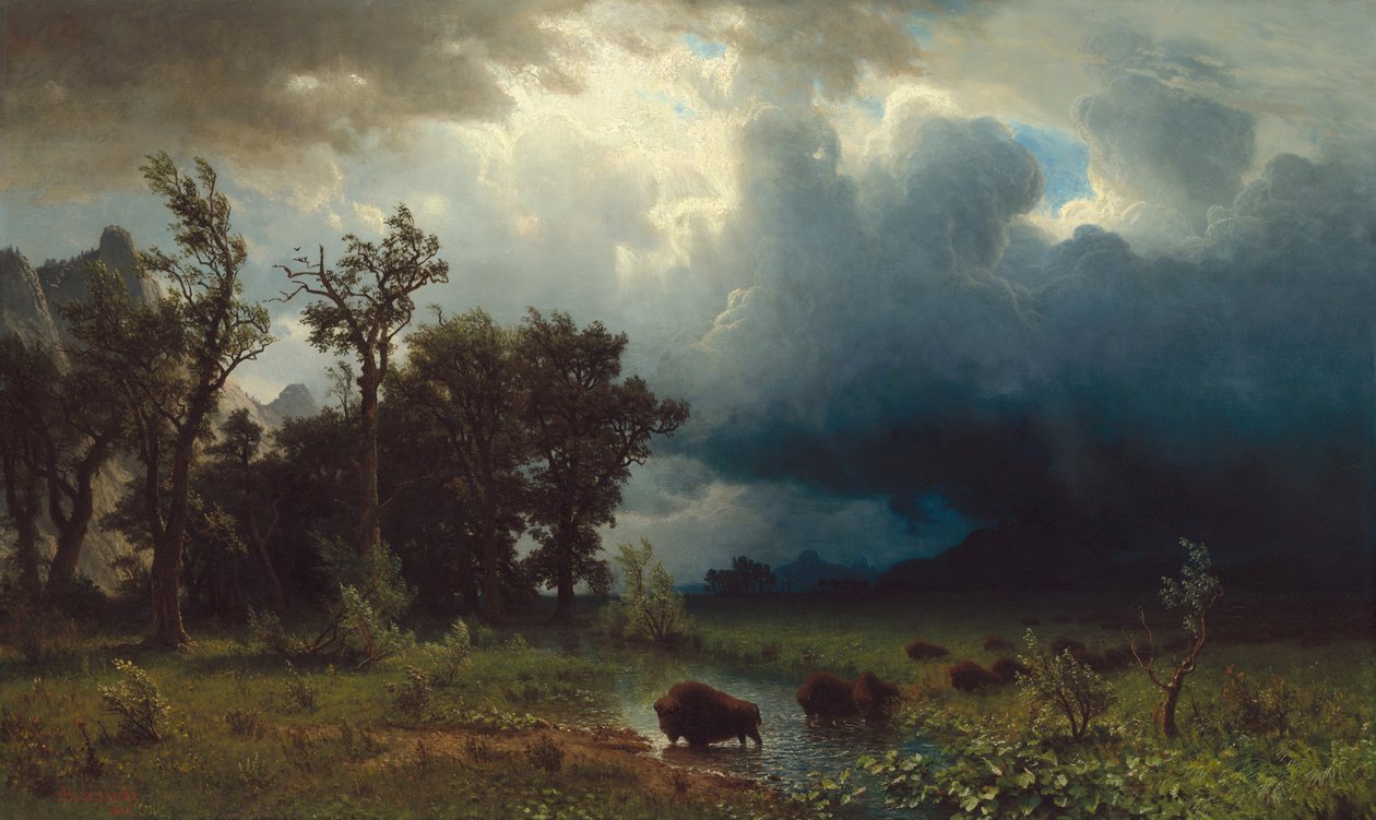 Buffalo Trail: The Impening Storm av Albert Bierstadt