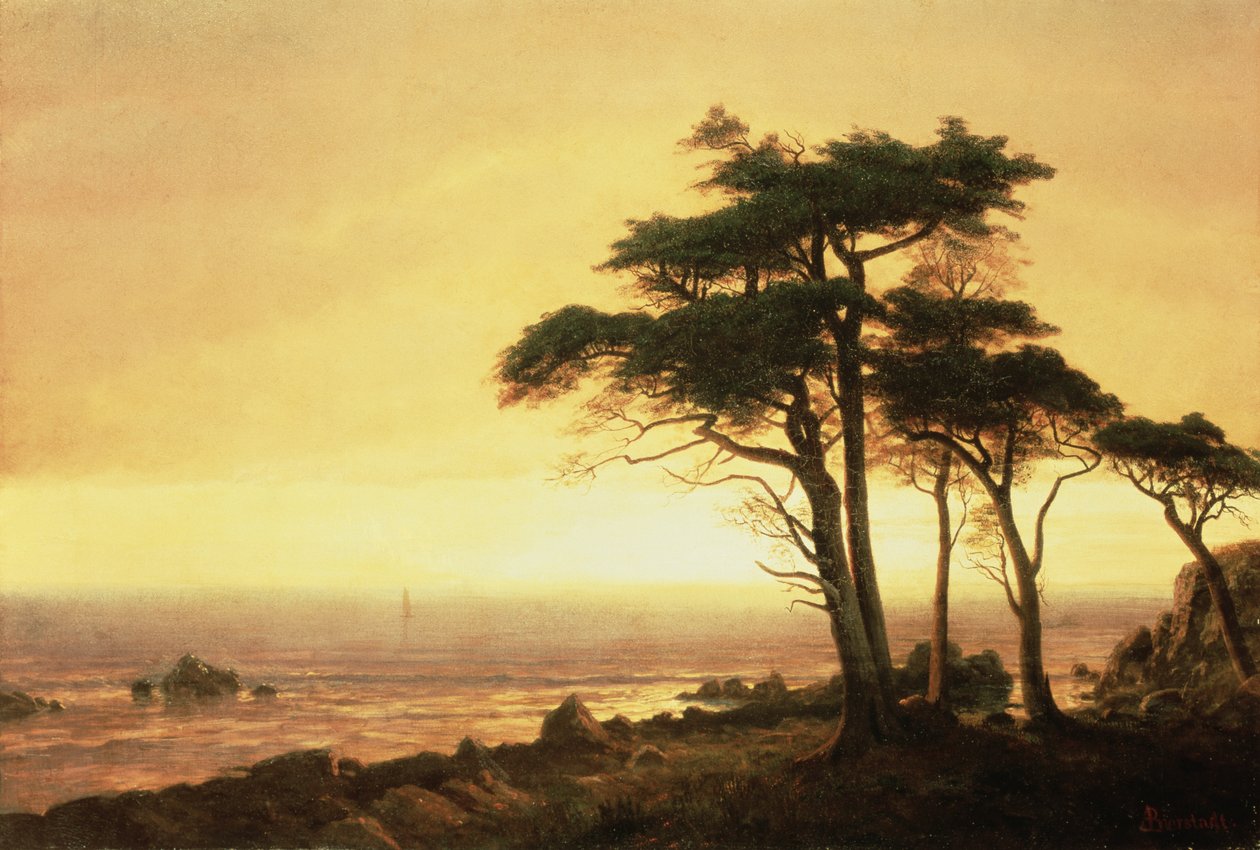 California Coast (olja på duk) av Albert Bierstadt