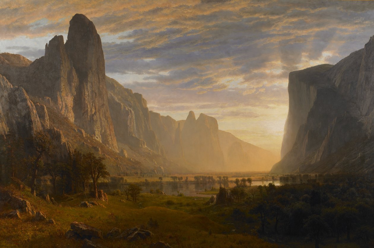 Tittar ner i Yosemite Valley, Kalifornien av Albert Bierstadt