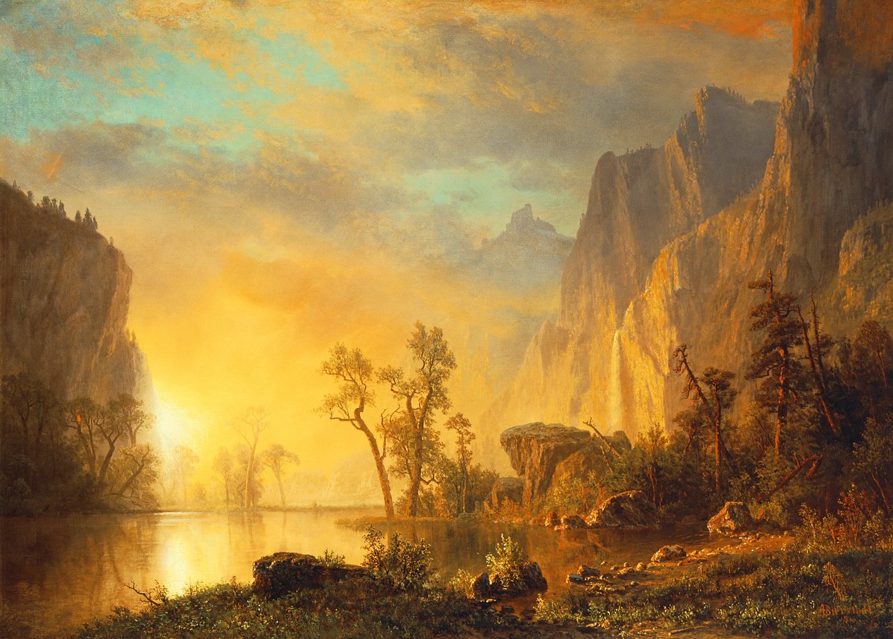 Solnedgång i Klippiga bergen av Albert Bierstadt