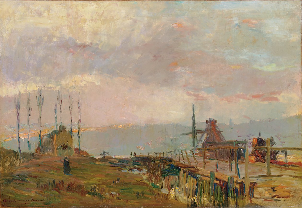 Den rustika bron nära Rouen av Albert Charles Lebourg