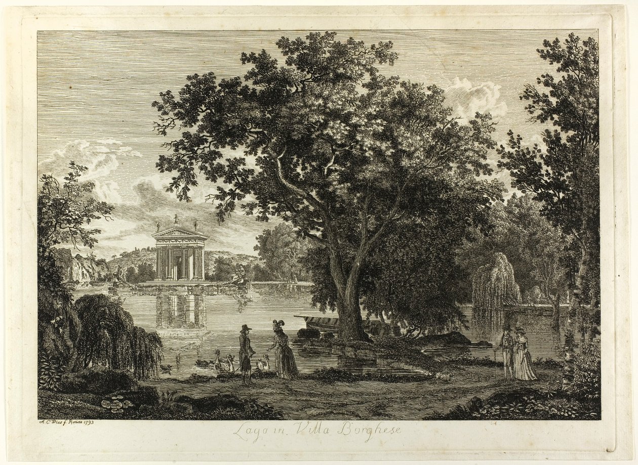 Sjön i Villa Borghese av Albert Christoph Dies