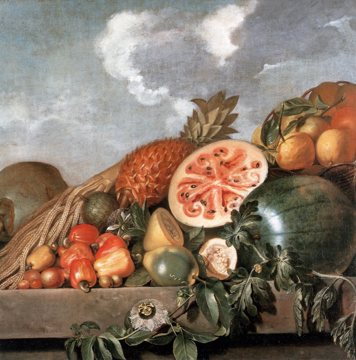 Ananas, vattenmeloner och andra frukter (brasilianska frukter) av Albert Eckhout