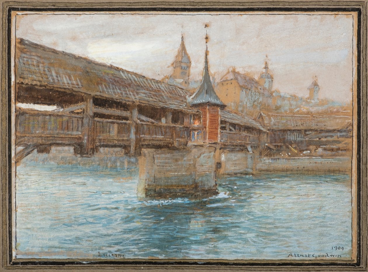Dödsdansens bro, Luzern av Albert Goodwin