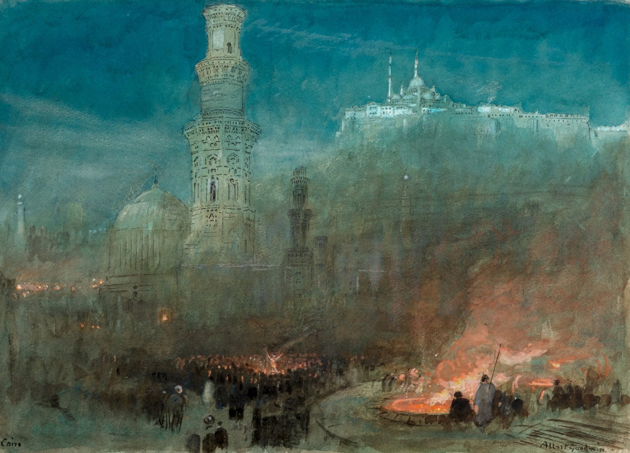 Kairo, natt (akvarell) av Albert Goodwin