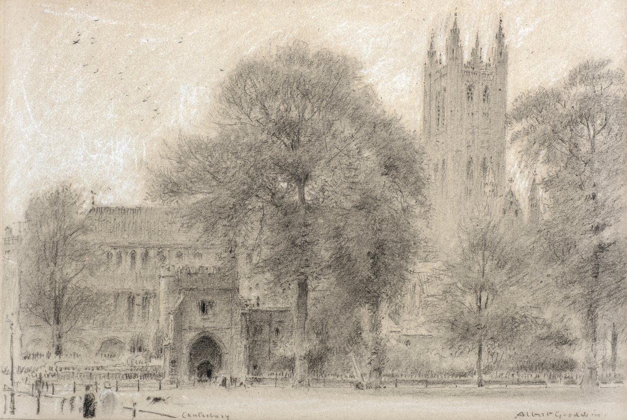 Canterbury (svartvit krita) av Albert Goodwin