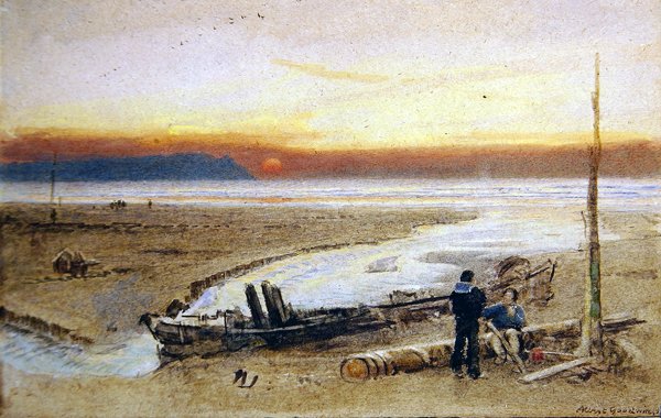 Strandscen vid solnedgången av Albert Goodwin