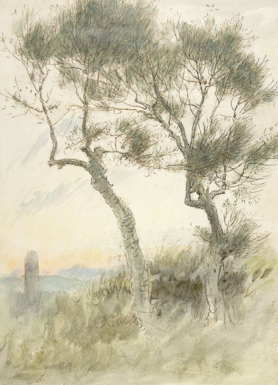 Studie av två träd av Albert Goodwin