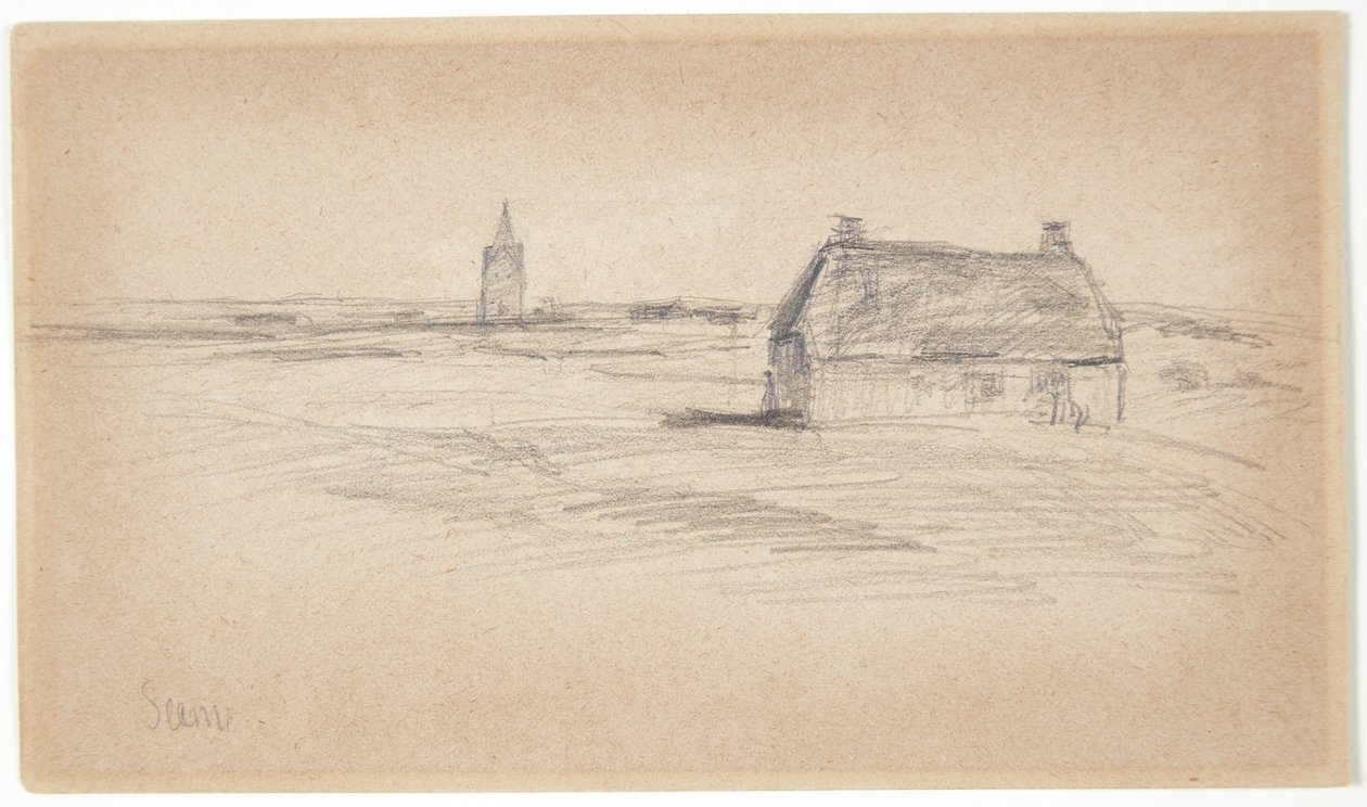 Bondgård och kyrktorn av Albert Gottschalk