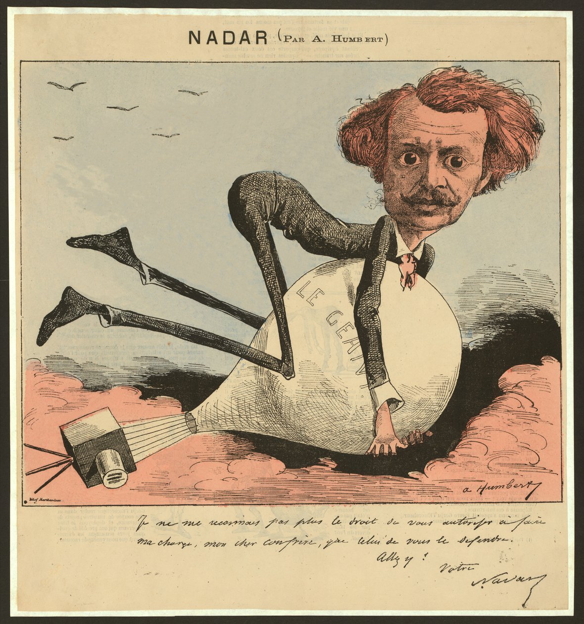 Nadar, pub. 1863 (färgad litho) av Albert Humbert