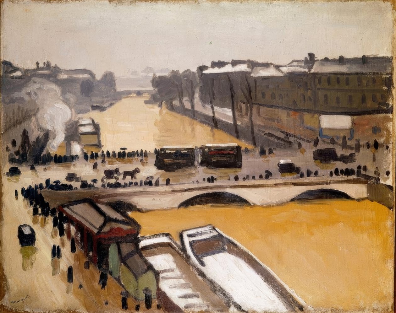 Översvämning vid Pont Saint-Michel av Albert Marquet