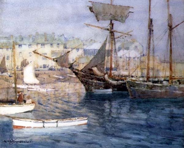Hamnen, St. Ives av Albert Moulton Foweraker