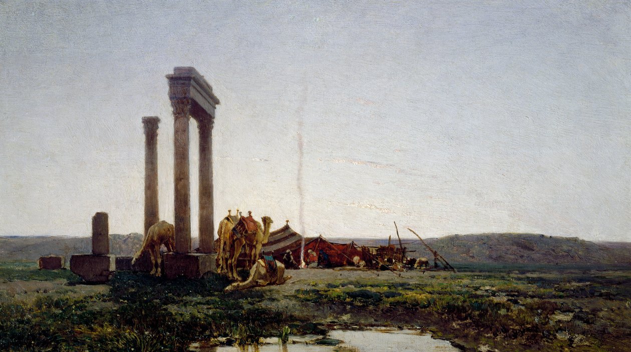 Ruinerna av ett tempel i öknen av Alberto Pasini