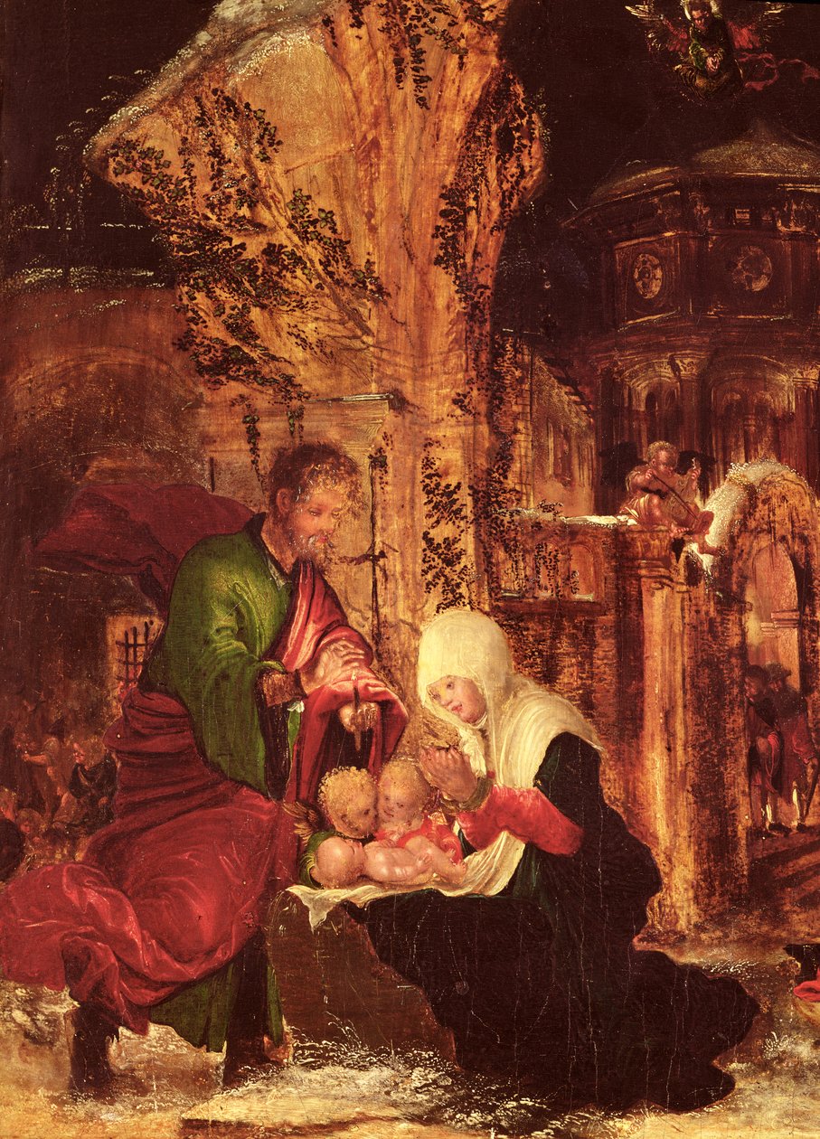 Kristi födelse (helig natt), ca 1520-25, (detalj av 66588) av Albrecht Altdorfer