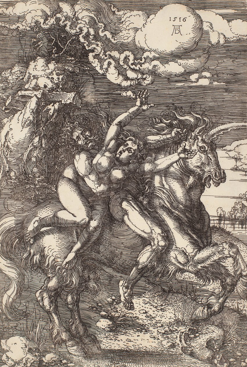 Abduktion av Proserpine på en enhörning av Albrecht Dürer