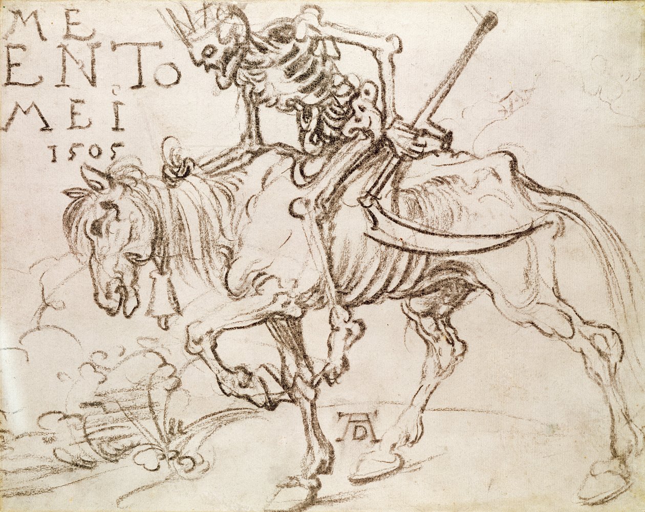 Death Riding, 1505 (kol på papper) av Albrecht Dürer
