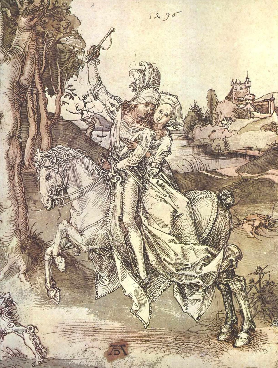 Junges Paar zu Pferde av Albrecht Dürer