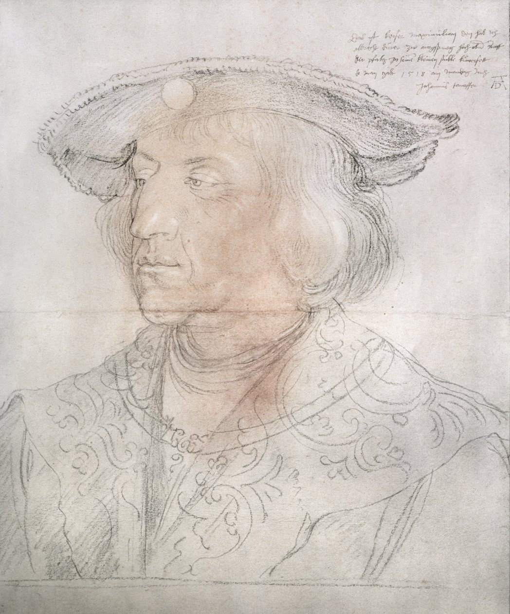 Maximilian I, kejsare av Tyskland (1459-1519), 1518-19 (penna med wc-tvätt) av Albrecht Dürer